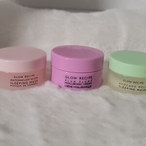 Glow Recipe Skincare Travel Set Plum Plump, Avacado Melt, Watermelon Glow Mask
